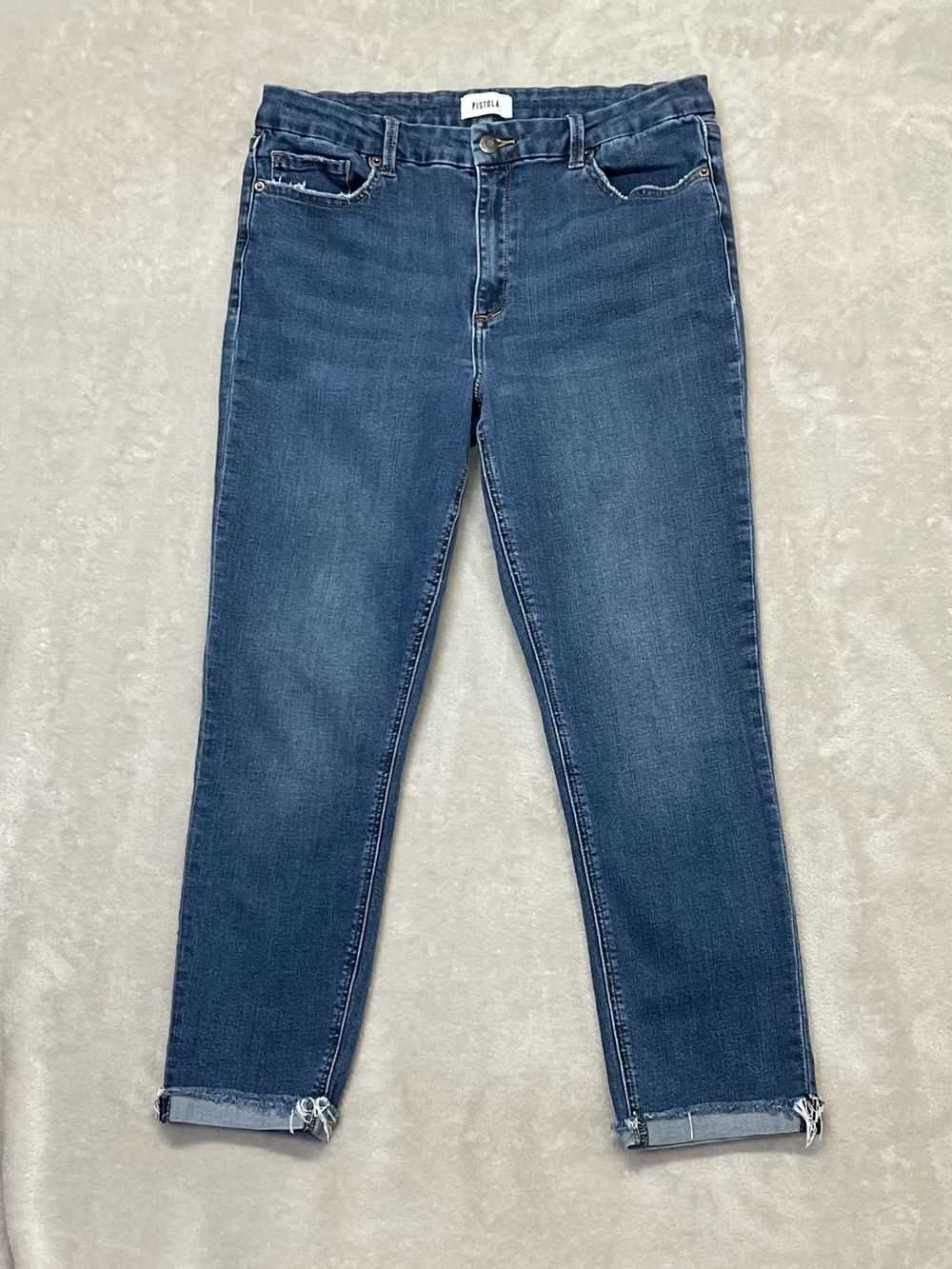 Pistola Cuffed Frayed Skinny Blue Jeans Womens Sz 32